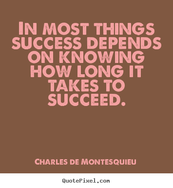 How to design picture quotes about success - In most things success depends on knowing how long it takes..