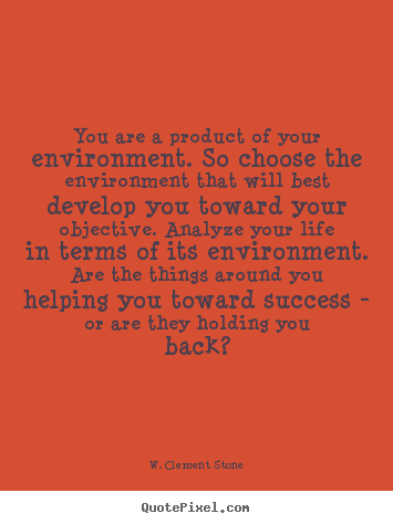 Sayings about success - You are a product of your environment. so choose the..