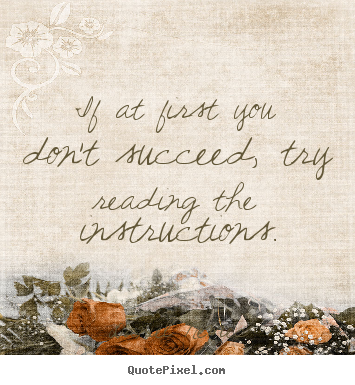 If at first you don't succeed, try reading the instructions. Daniel Nemec  success quotes