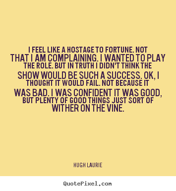 I feel like a hostage to fortune. not that.. Hugh Laurie popular success quote