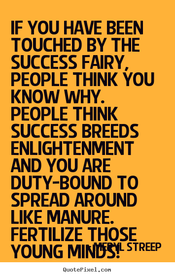 Meryl Streep picture quotes - If you have been touched by the success fairy,.. - Success quotes