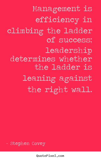 Success quotes - Management is efficiency in climbing the ladder of success;..