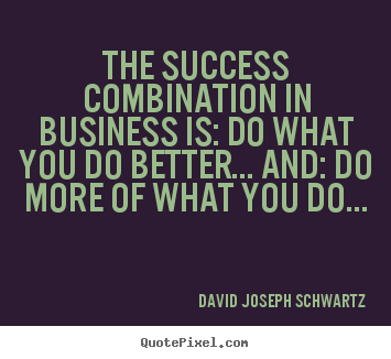 The success combination in business is: do what.. David Joseph Schwartz  success quotes