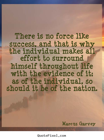 There is no force like success, and that is why the individual.. Marcus Garvey  success quote