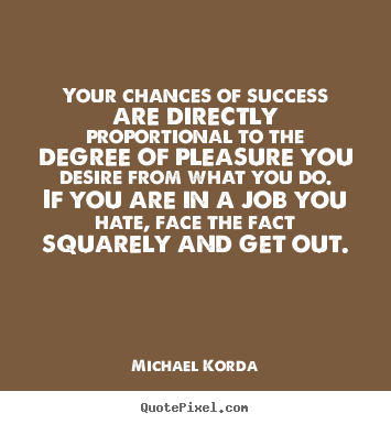 Create your own picture quotes about success - Your chances of success are directly proportional to the degree of pleasure..