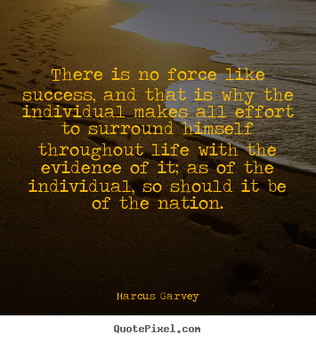 Success quote - There is no force like success, and that is why the individual..
