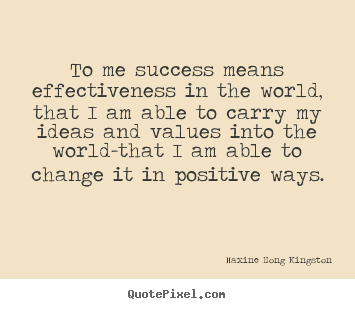 Create graphic picture quotes about success - To me success means effectiveness in the world, that i am..