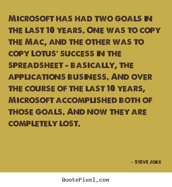 Microsoft has had two goals in the last 10 years. one.. Steve Jobs popular success quote