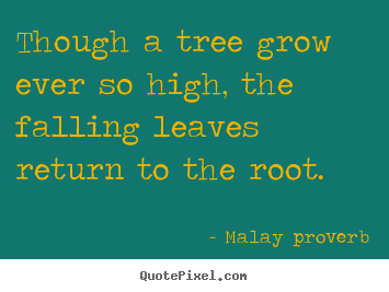 Malay Proverb photo quote - Though a tree grow ever so high, the falling leaves return to the.. - Success quote