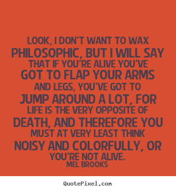 Look, i don't want to wax philosophic, but i will say.. Mel Brooks best success quote