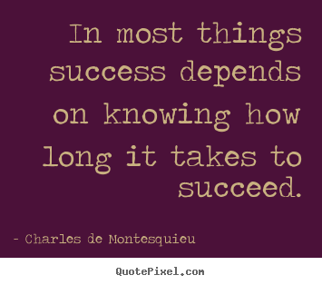 Design your own picture quote about success - In most things success depends on knowing how long it takes to succeed.