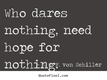 Who dares nothing, need hope for nothing. J. C. F. Von Schiller  success quotes