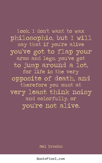 Look, i don't want to wax philosophic, but i will say that if you're.. Mel Brooks  success sayings