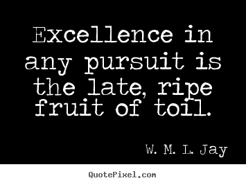 W. M. L. Jay poster quote - Excellence in any pursuit is the late, ripe fruit.. - Success quotes