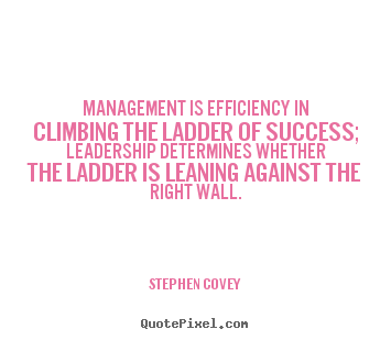 Success quotes - Management is efficiency in climbing the ladder..