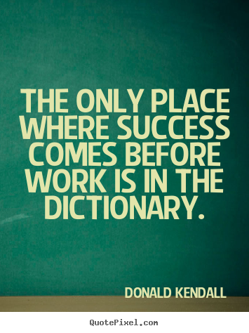 Success quote - The only place where success comes before work is in the dictionary.