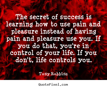 Create picture quotes about success - The secret of success is learning how to use pain and pleasure..