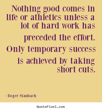 Design image quote about success - Nothing good comes in life or athletics unless a lot of hard..
