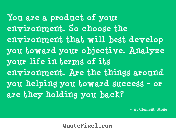 W. Clement Stone picture quotes - You are a product of your environment. so choose the.. - Success quote