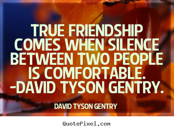 True friendship comes when silence between two people.. David Tyson Gentry  friendship quotes