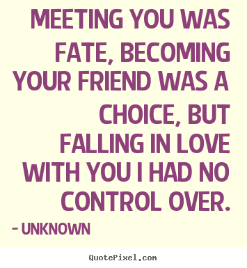 Friendship quote - Meeting you was fate, becoming your friend..