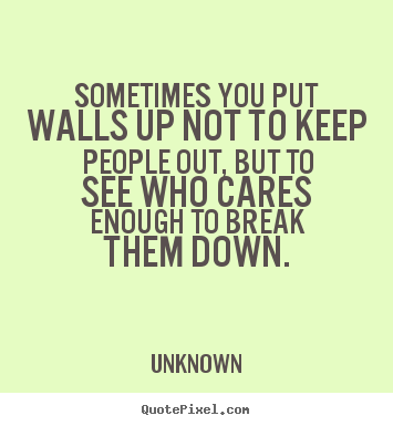Friendship quote - Sometimes you put walls up not to keep people out, but to see who..