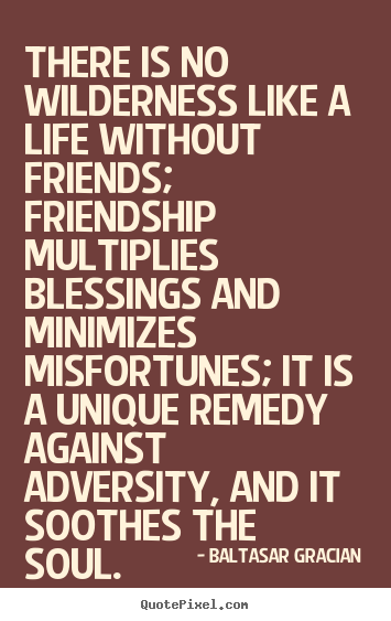 Friendship quote - There is no wilderness like a life without friends; friendship multiplies..