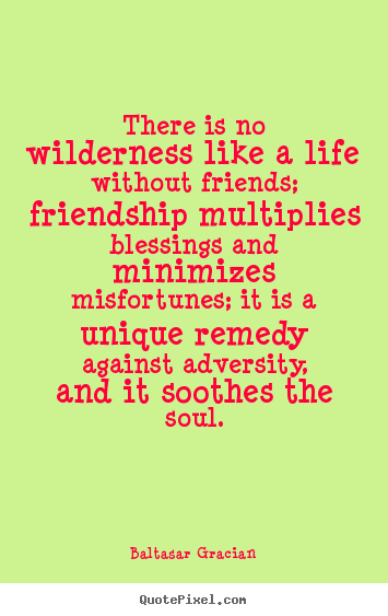 Friendship quotes - There is no wilderness like a life without friends; friendship..