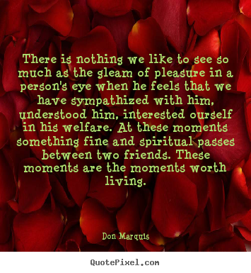 Don Marquis poster quote - There is nothing we like to see so much as the gleam of pleasure.. - Friendship quotes
