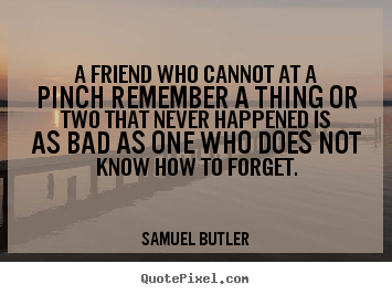 Quotes about friendship - A friend who cannot at a pinch remember a thing or two that never..