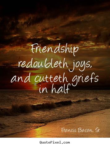 How to make picture quotes about friendship - Friendship redoubleth joys, and cutteth griefs..