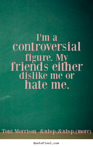 I'm a controversial figure. my friends either dislike me or hate.. Toni Morrison  &nbsp;&nbsp;(more) good friendship quote