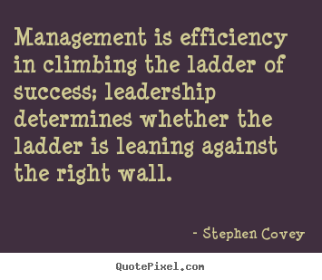 Diy picture quotes about inspirational - Management is efficiency in climbing the ladder of success; leadership..