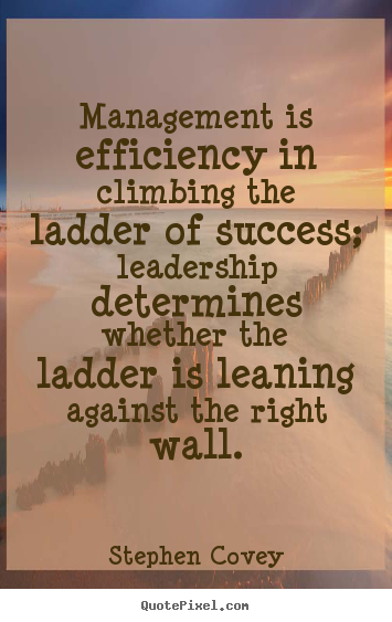 Inspirational quotes - Management is efficiency in climbing the ladder of success; leadership..
