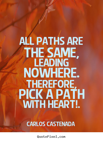 All paths are the same, leading nowhere. therefore, pick.. Carlos Castenada famous inspirational quotes