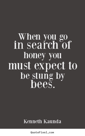 How to design picture quote about inspirational - When you go in search of honey you must expect..