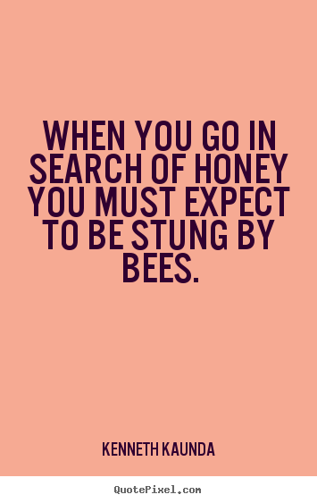 When you go in search of honey you must expect to be stung by bees. Kenneth Kaunda top inspirational quotes