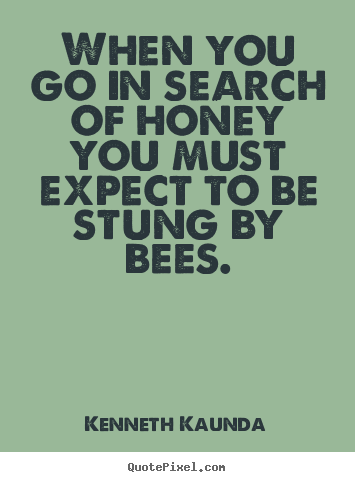 Inspirational quotes - When you go in search of honey you must expect to be stung by bees.