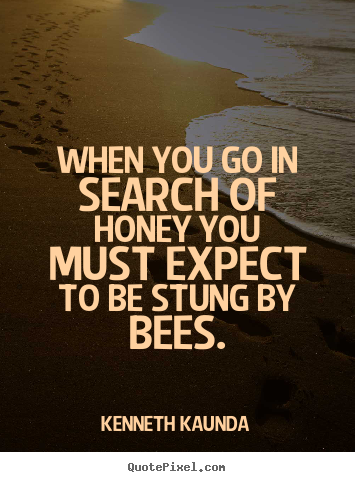 Kenneth Kaunda picture quotes - When you go in search of honey you must expect to.. - Inspirational quote