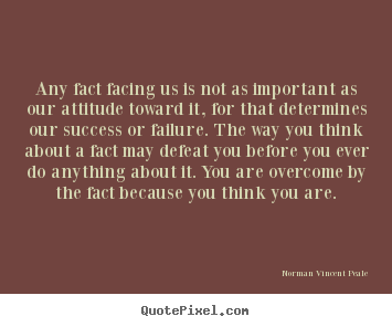 Norman Vincent Peale pictures sayings - Any fact facing us is not as important as our attitude.. - Inspirational quotes