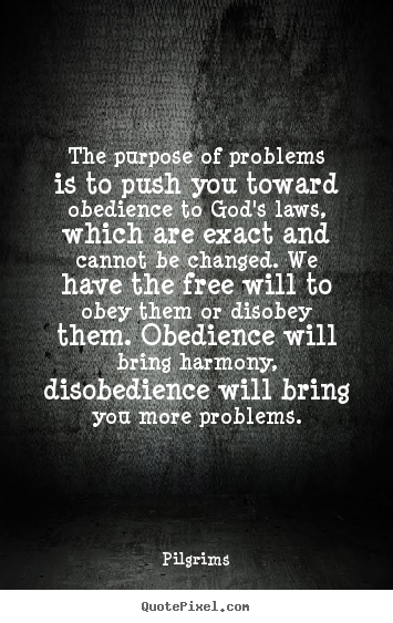 The purpose of problems is to push you toward.. Pilgrims  inspirational sayings