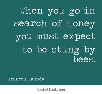 Kenneth Kaunda photo quotes - When you go in search of honey you must expect to be stung.. - Inspirational quote