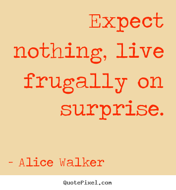 Alice Walker picture quote - Expect nothing, live frugally on surprise. - Life quotes