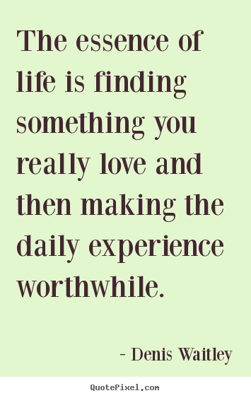 Denis Waitley picture quotes - The essence of life is finding something you.. - Life quotes