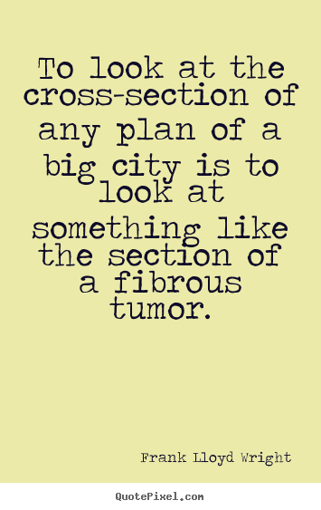 Frank Lloyd Wright image quote - To look at the cross-section of any plan.. - Life quotes