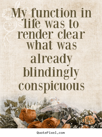 Life quotes - My function in life was to render clear what was already blindingly conspicuous
