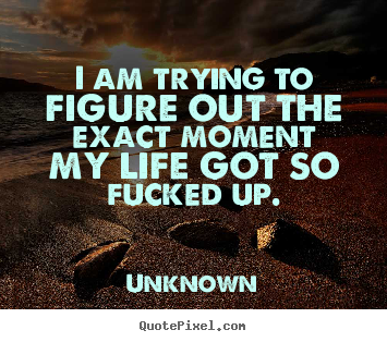 Life quote - I am trying to figure out the exact moment my life got so..