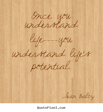 Once you understand life----you understand life's potential. Sean Baltz  life quote
