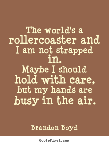 Brandon Boyd picture quotes - The world's a rollercoaster and i am not strapped in.maybe i should.. - Life quotes