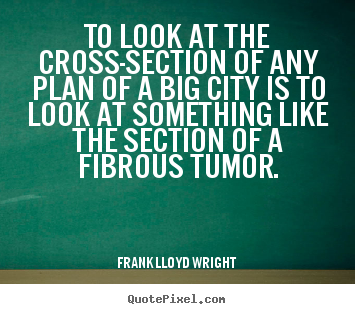Frank Lloyd Wright picture quotes - To look at the cross-section of any plan of a big.. - Life sayings